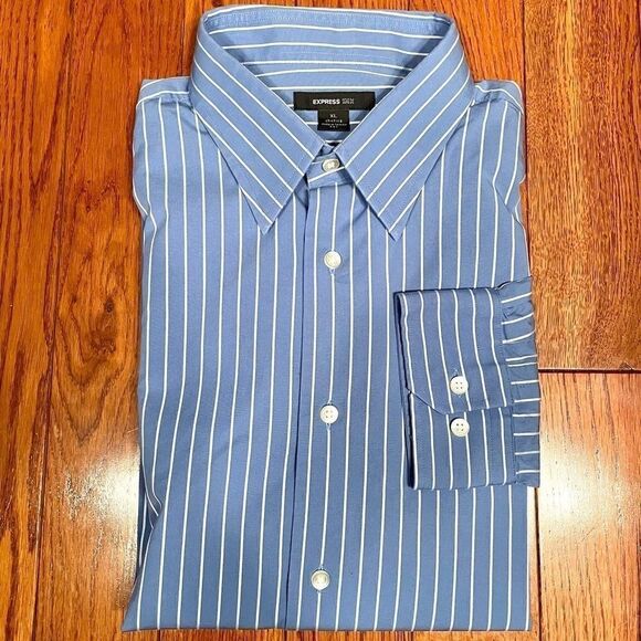 EXPRESS 1MX BLUE & WHITE STRIPE LONG SLEEVE XL - Picture 3 of 3